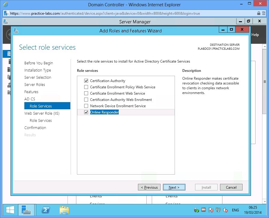 Practice Labs screenshot.